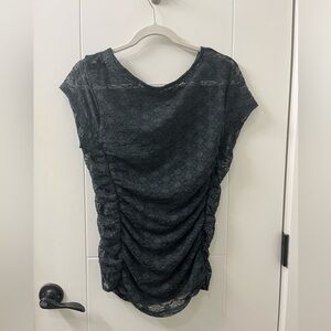 Free People Intimately Keep It Simple Lace Top Navy XL- ruching on both sides.